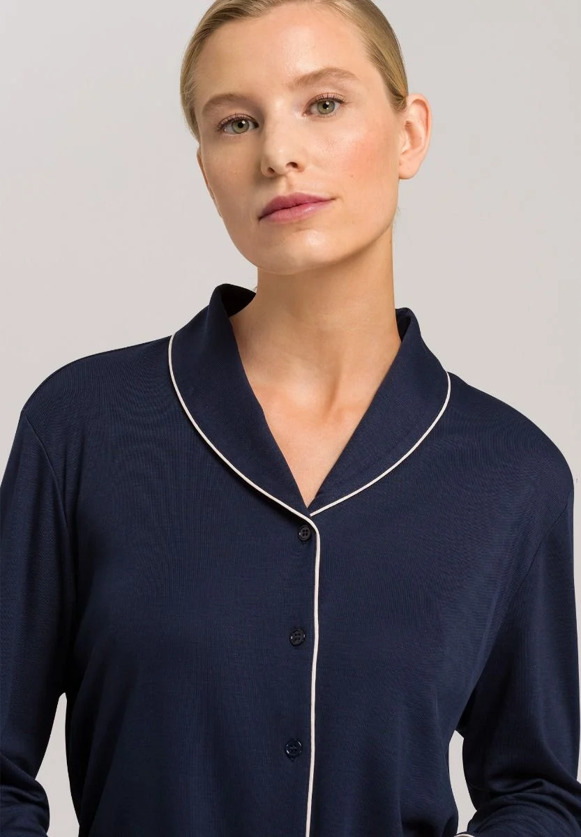 Tencel-Pyjama Set Langarm in Deep Navy