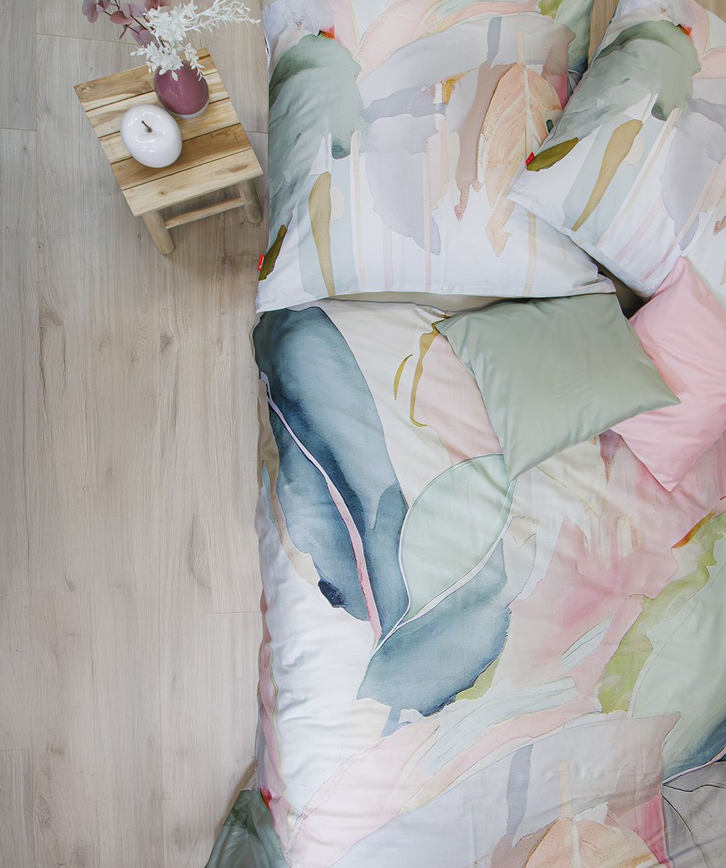 Mako Satin-Bettwäsche Bed Art S Blätterdesign