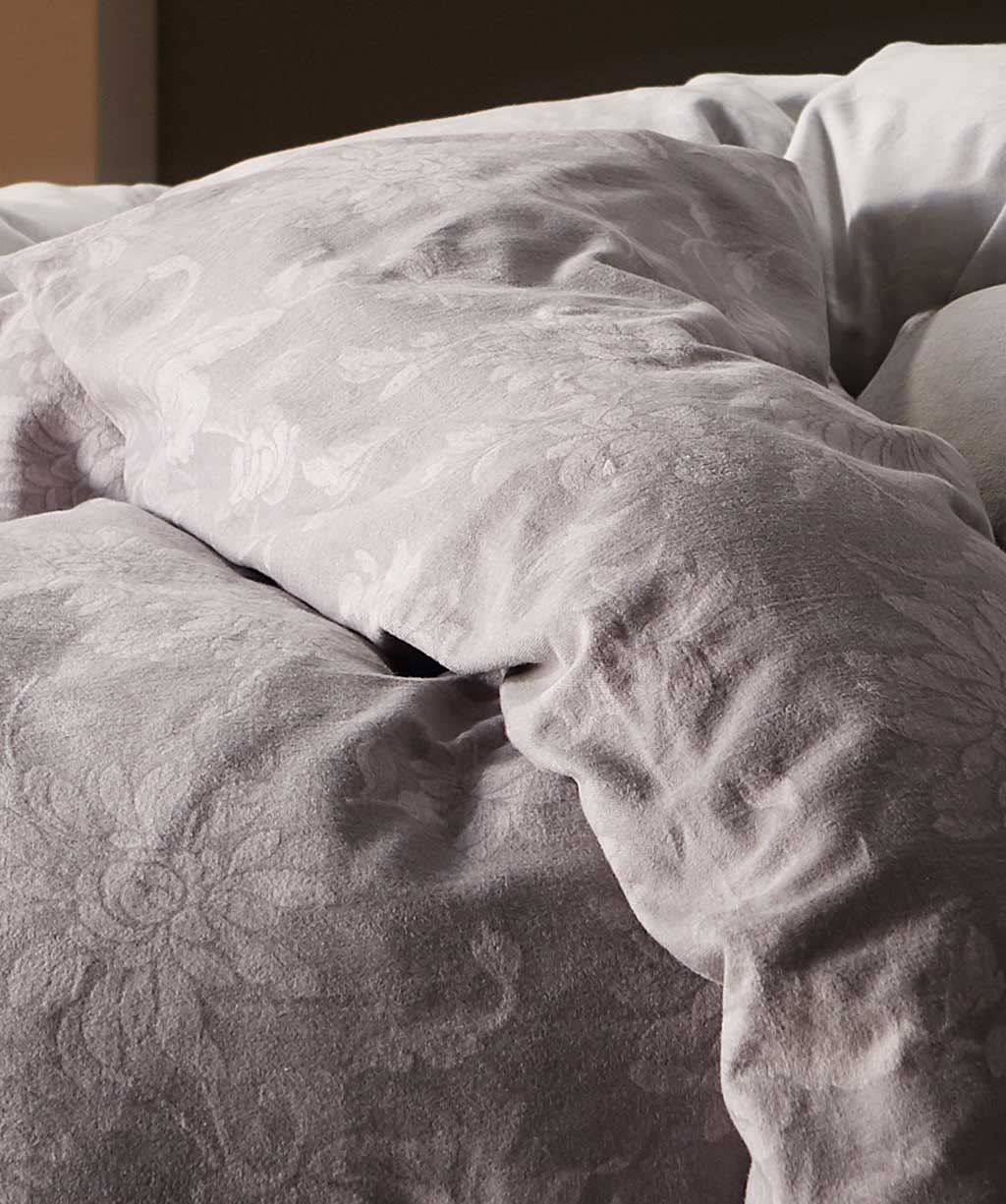 Jacquard-Flanell-Bettwäsche in grau rose