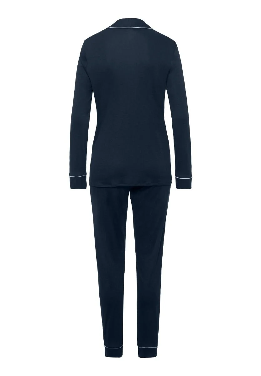 Tencel-Pyjama Set Langarm in Deep Navy