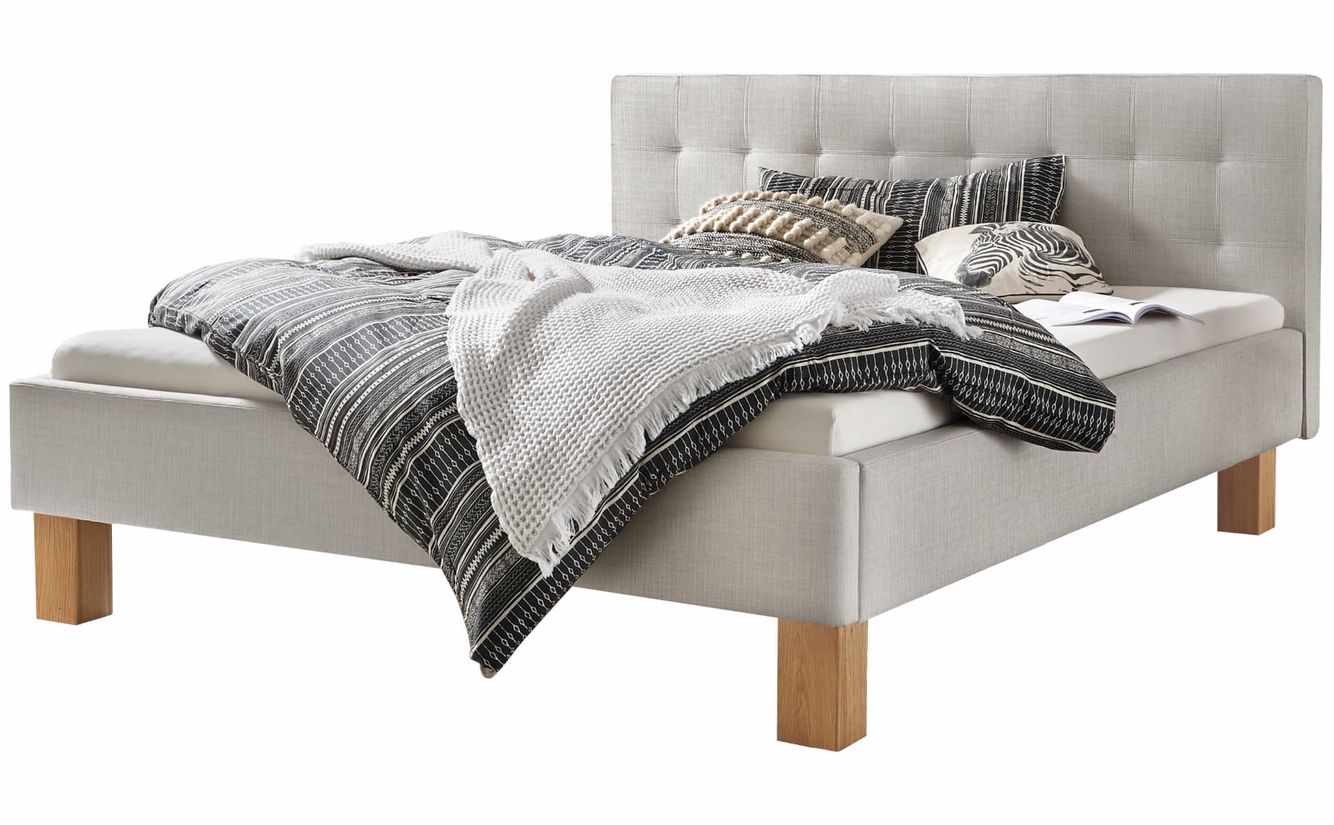 Polsterbett Noemi grey Eiche bright