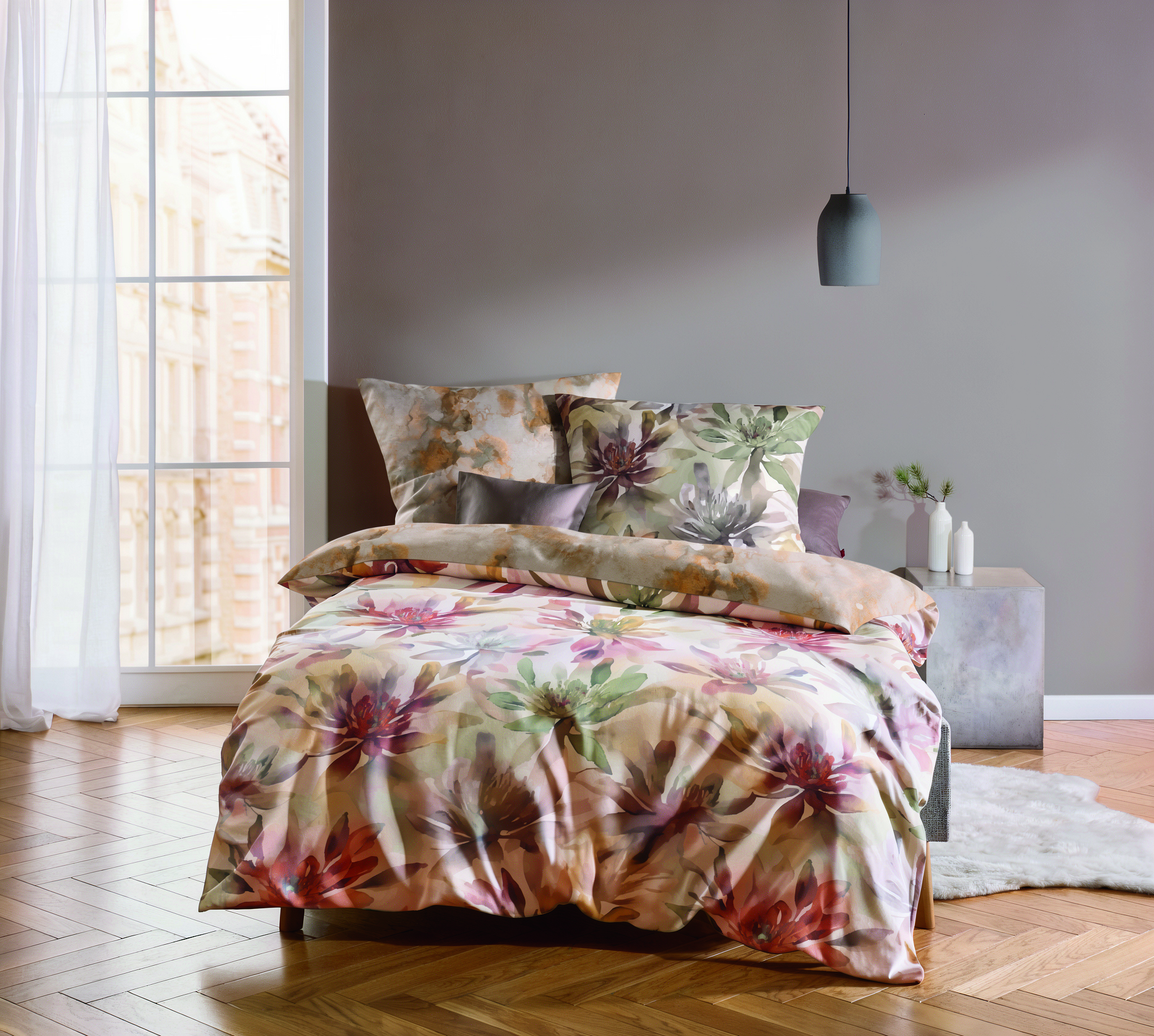 Mako-Satin Bettwäsche Floral