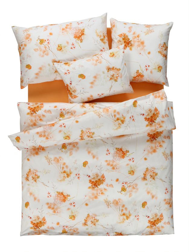 50-202-12-Ajana-Bettwasche Tamara R satin Bettwäsche Ajana orange mit Blumen