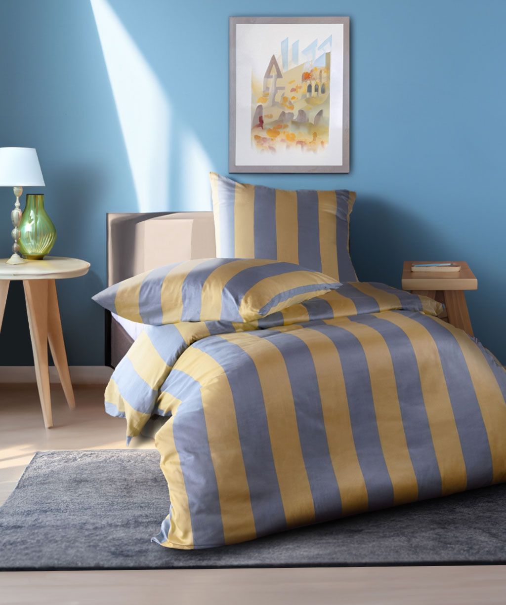 Satin-Bettwäsche Modern Life blau Satin-Bettwäsche Modern Life blau