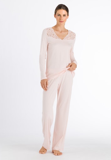 Langarm-Pyjama mit schönen Spitzen Crystal Pink