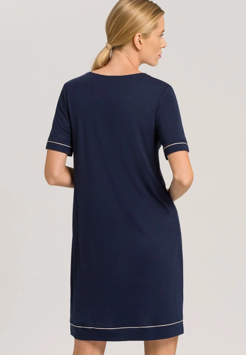 Tencel-Nachthemd Kurzarm 90cm in Deep Navy