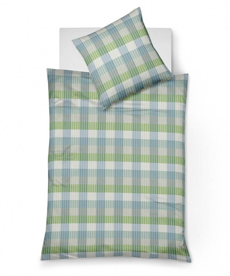 rio_3960-5-1 Seersucker Garnitur 160x210 / 65x100cm Rio Karo Grün-Blau