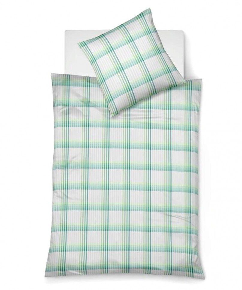 41775-Bettwasche-in-Seersucker-grun-kariert-auf-weissen-hintergrund Bettwäsche Seersucker Rio 4177.5 grün
