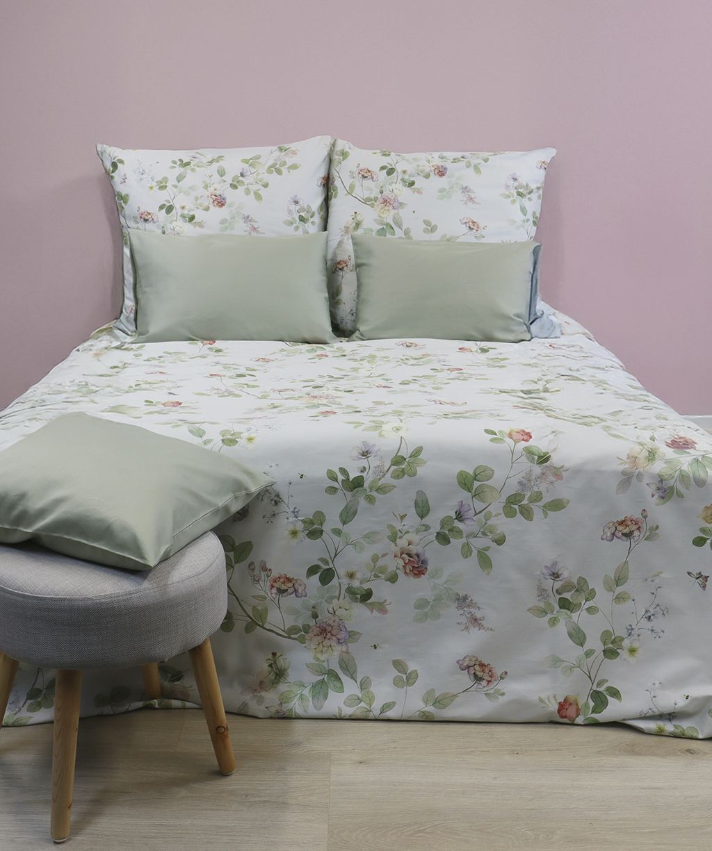Mako Satin-Bettwäsche Bed Art S Blüten