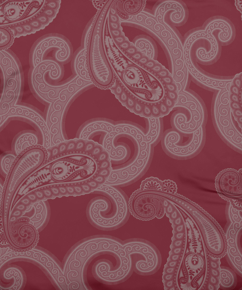 Detail der Paisleymuster mit rotem Hintergrund