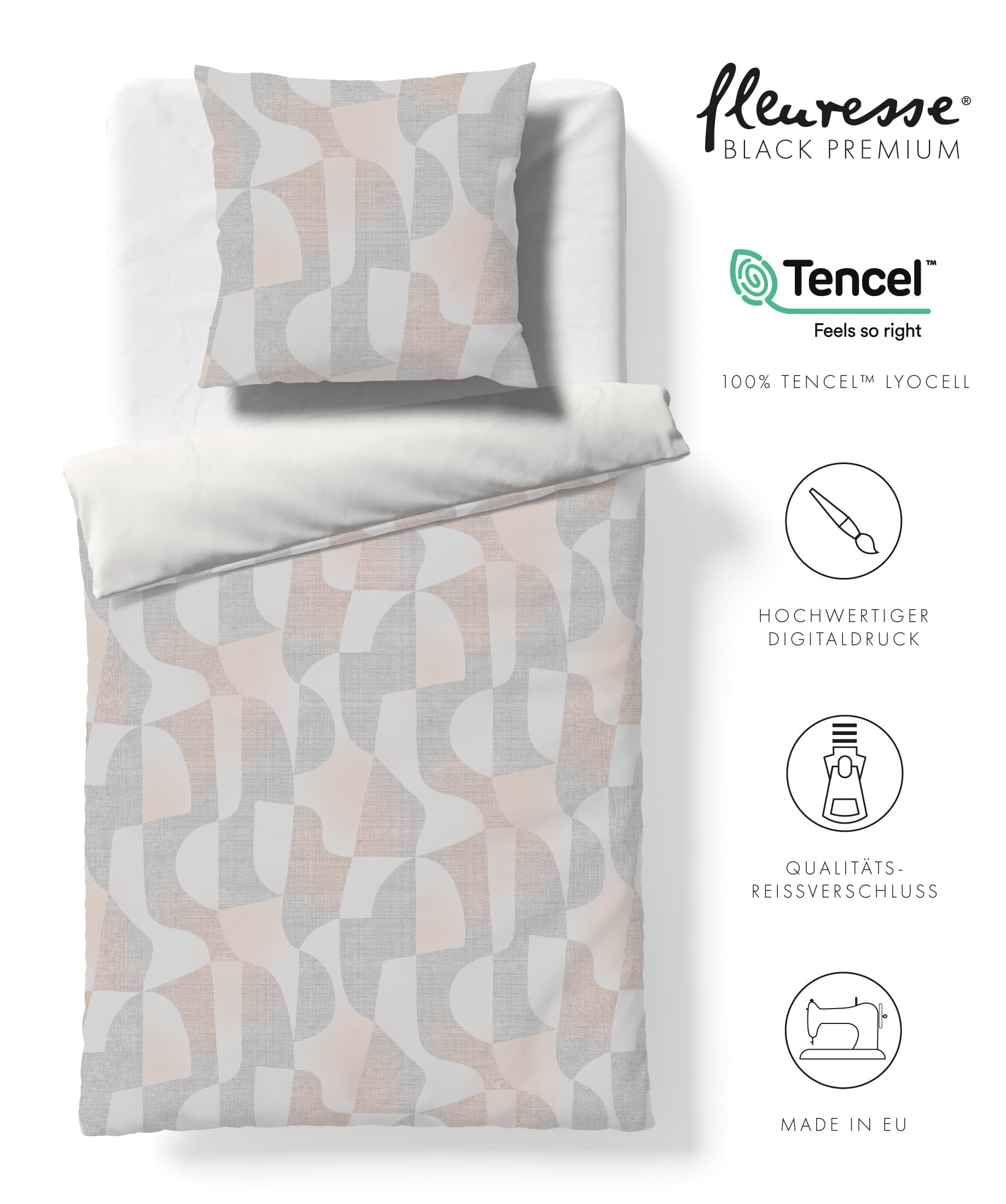Tencel Satin Bettwäsche mit grafischem Muster
