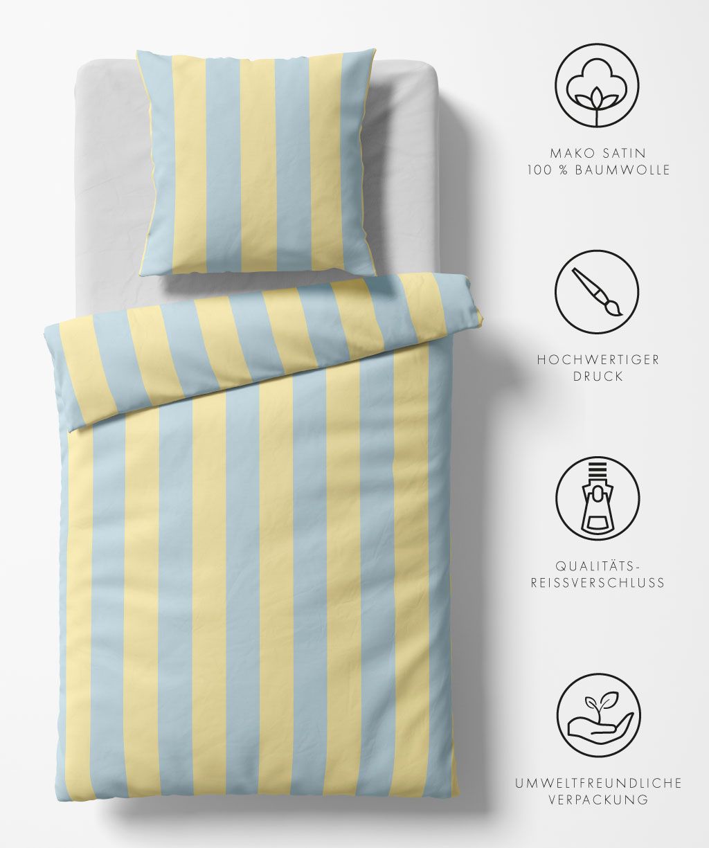 Satin-Bettwäsche Modern Life blau Satin-Bettwäsche Modern Life blau