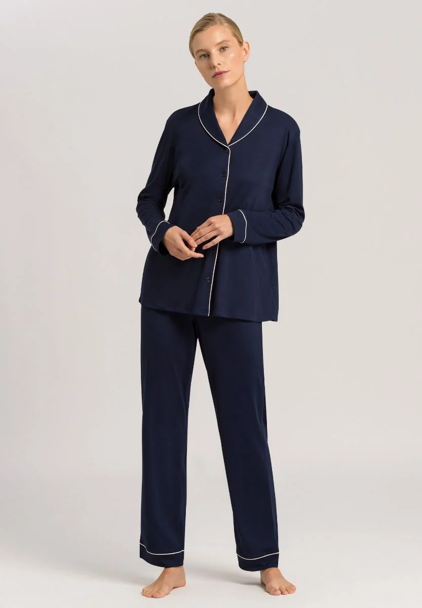 Tencel-Pyjama Set Langarm in Deep Navy