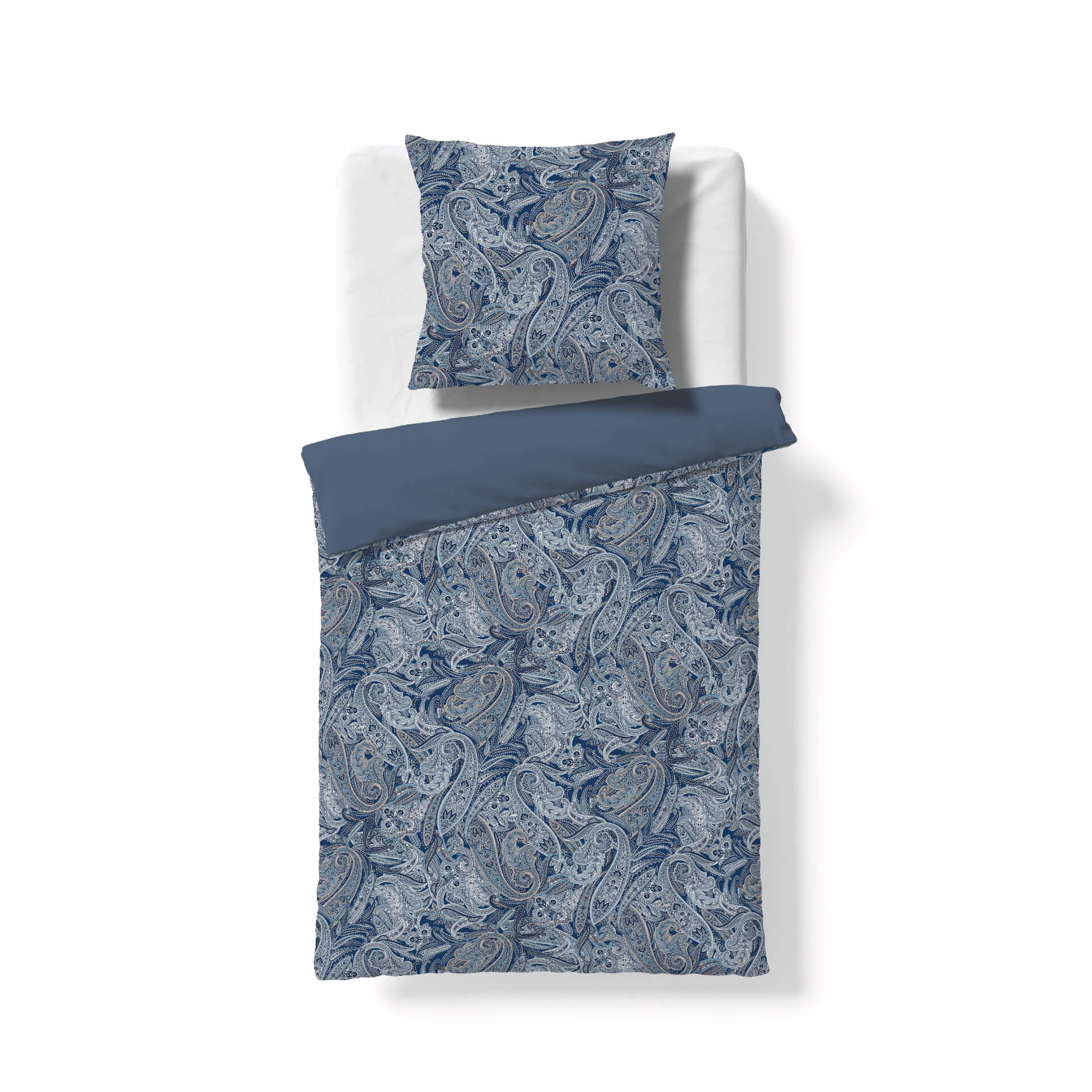 Wende-Bettwäsche m. elegance S paisley blau Wende-Bettwäsche m. elegance S paisley blau