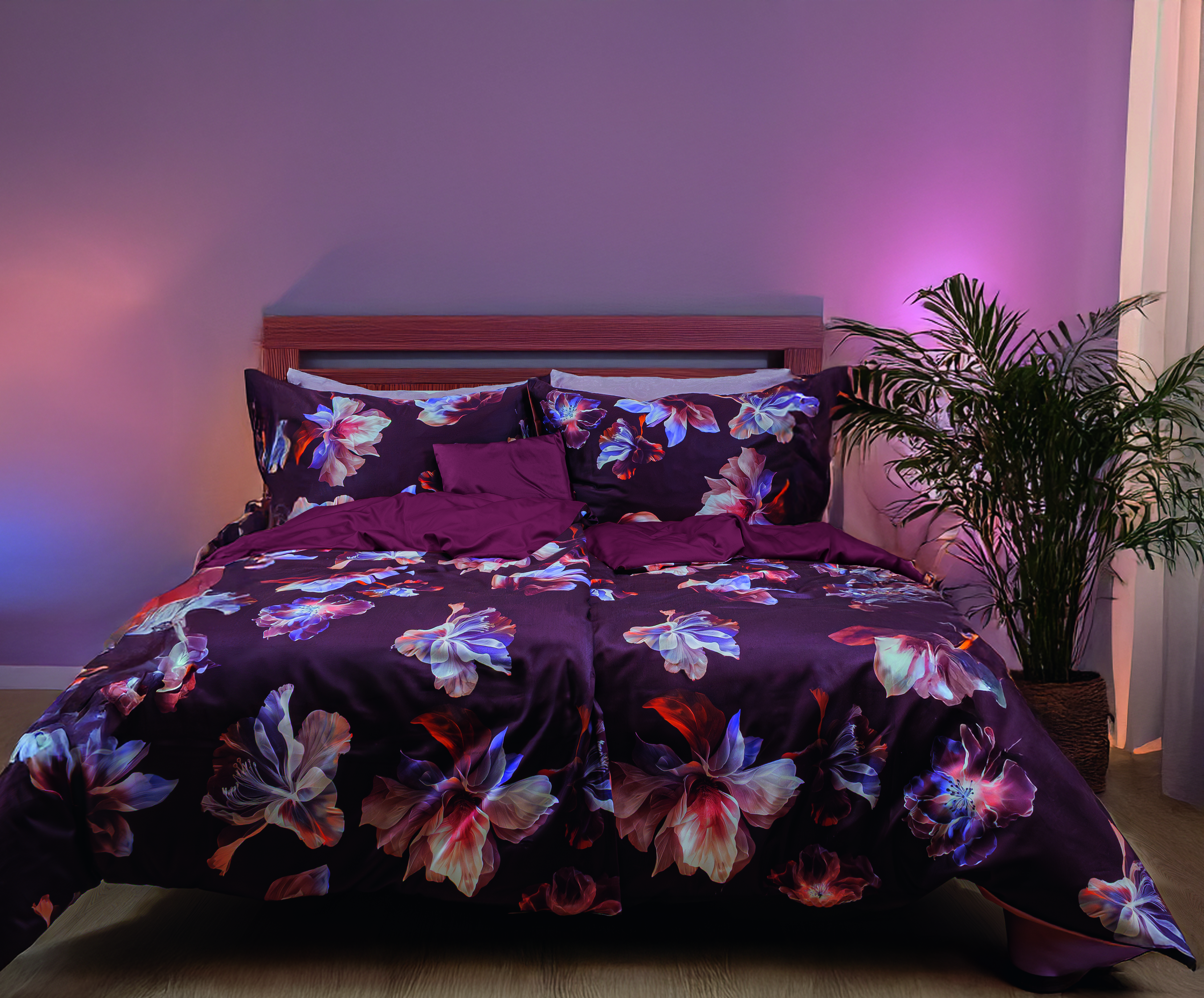 Wendebettwäsche Bordeaux Floral
