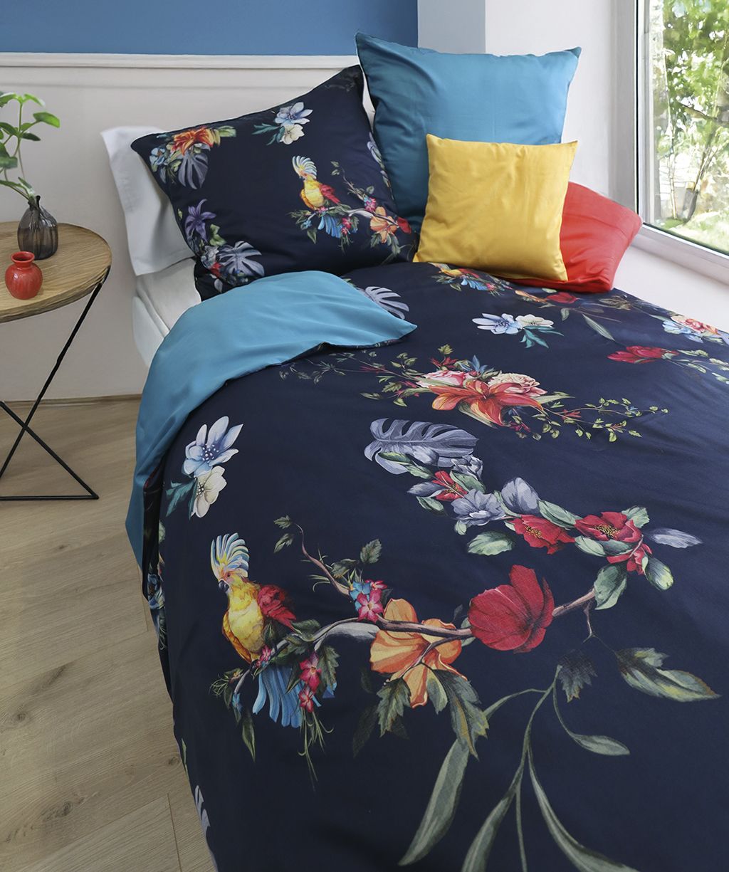 Mako Satin Wende-Bettwäsche Bed Art S Papagei