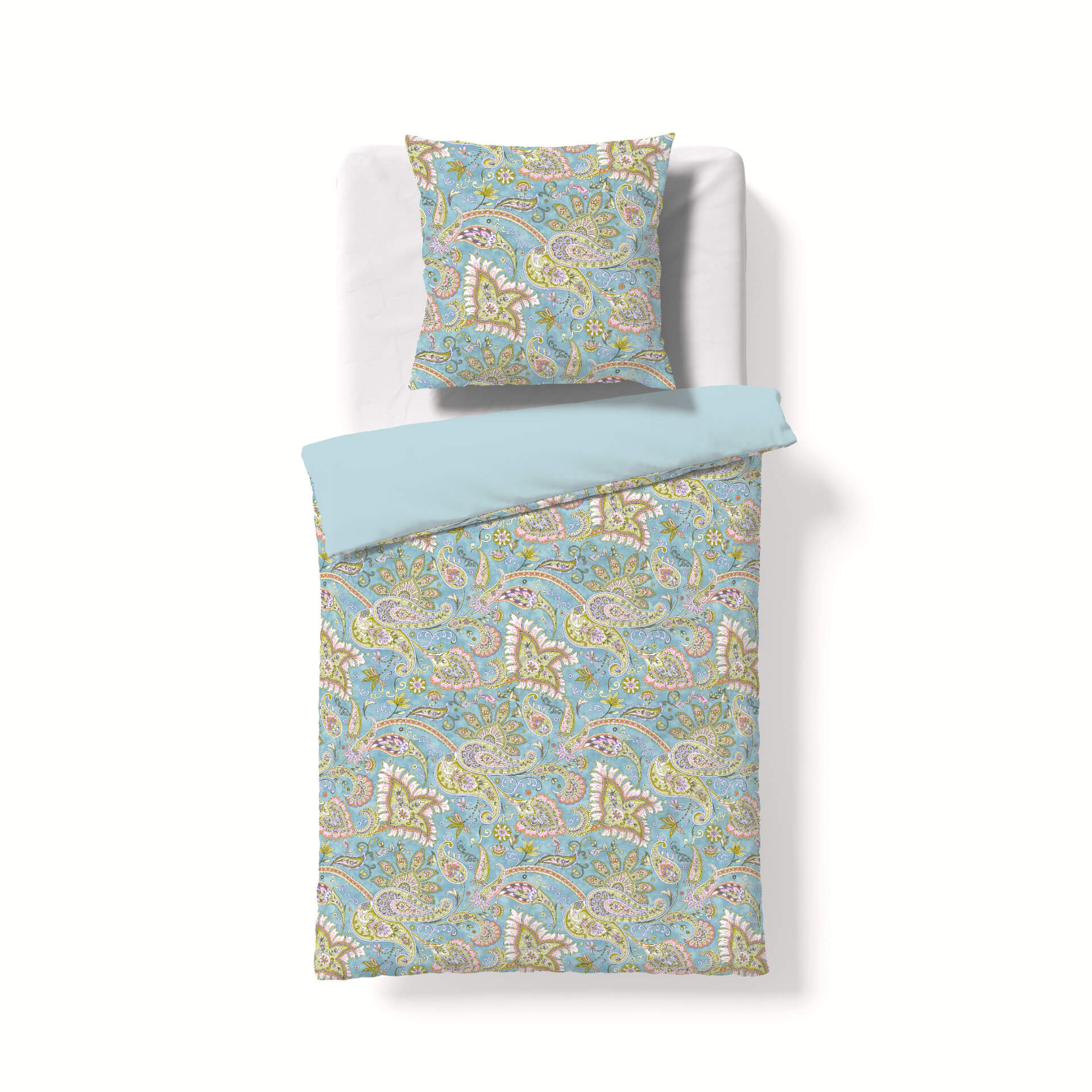 Provence Cassis Halbleinen Bettwäsche – Paisley in Blau