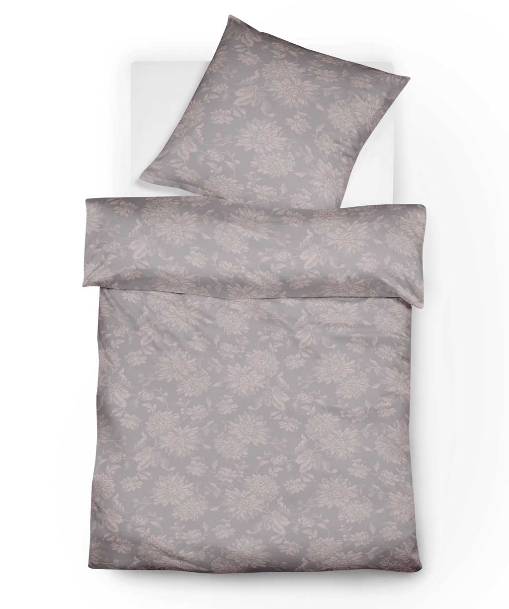 Jacquard-Flanell-Bettwäsche in grau rose