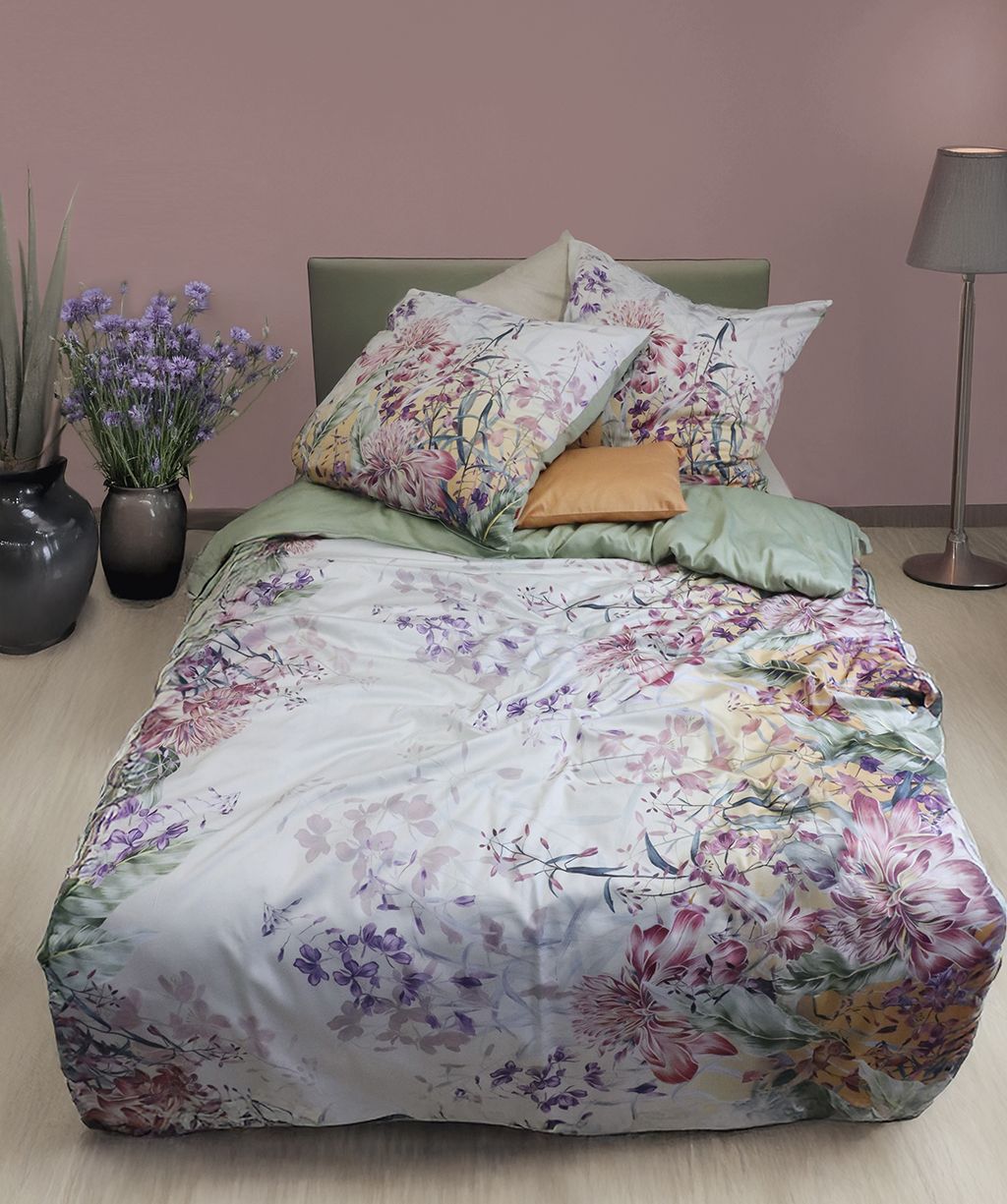 Mako Satin Wende-Bettwäsche Bed Art S Blumen