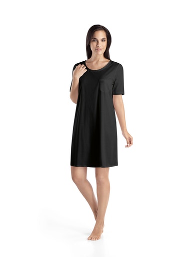 HANRO_Basic_COTTON_Deluxe_Schwarz_Nachthemd_070019_077953 COTTON-Deluxe Damen-Nachthemd Schwarz