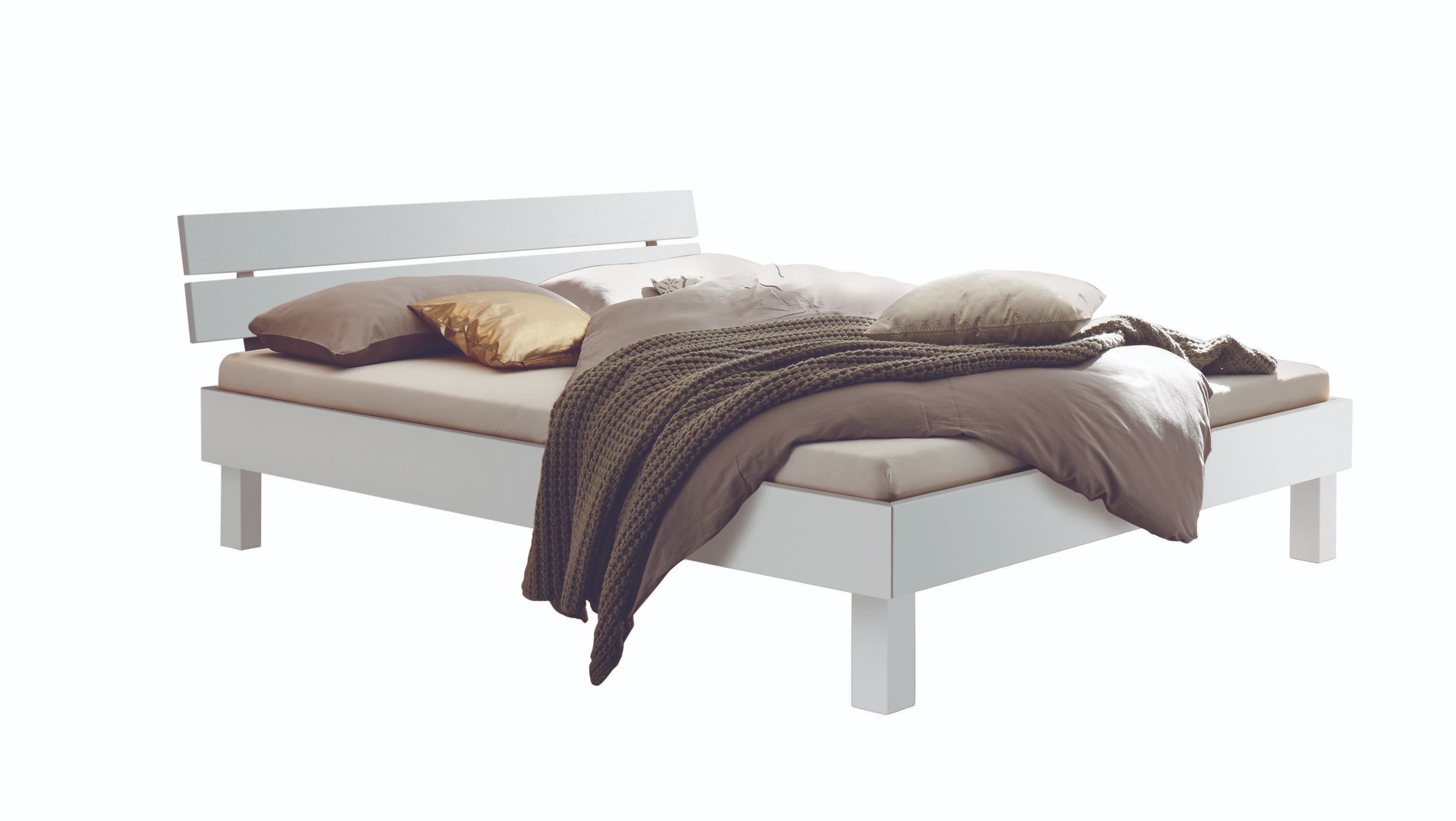 Holzbett Prato Buche weiss