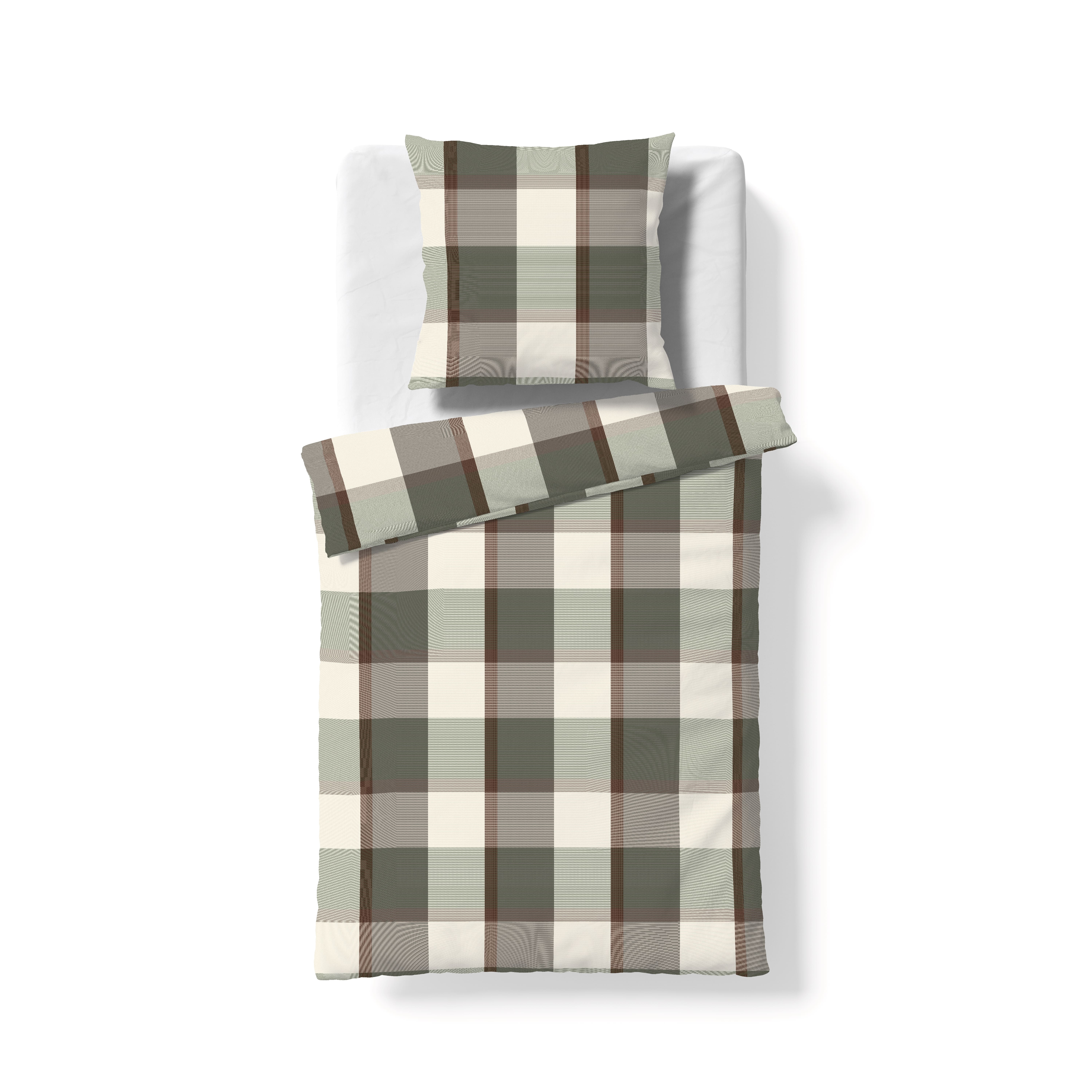 Flanell Bettwäsche – Karo in Grün