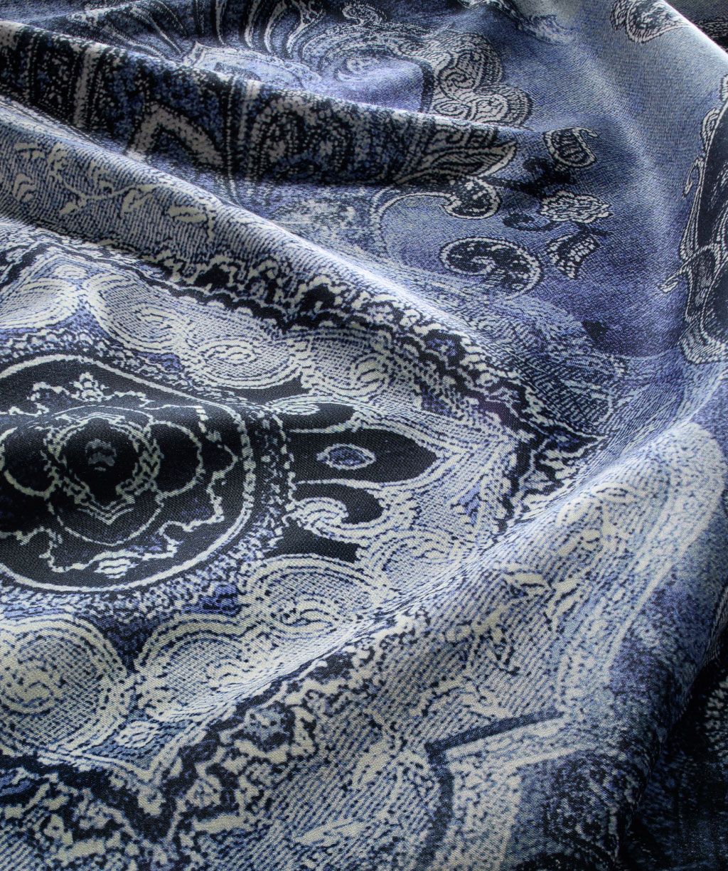 Mako Satin-Bettwäsche Bed Art S blau Paisley