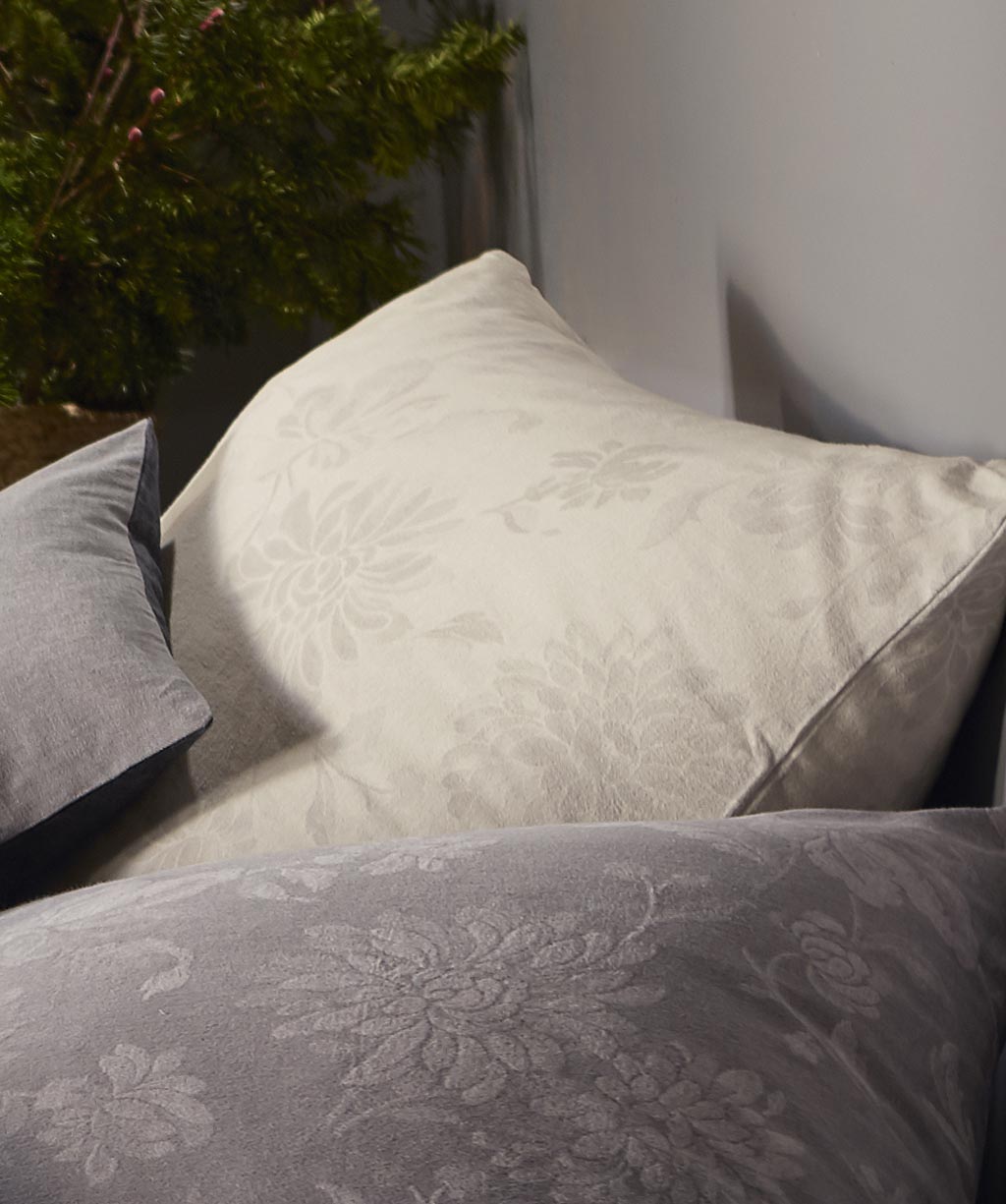 Jacquard-Flanell-Bettwäsche in Beige