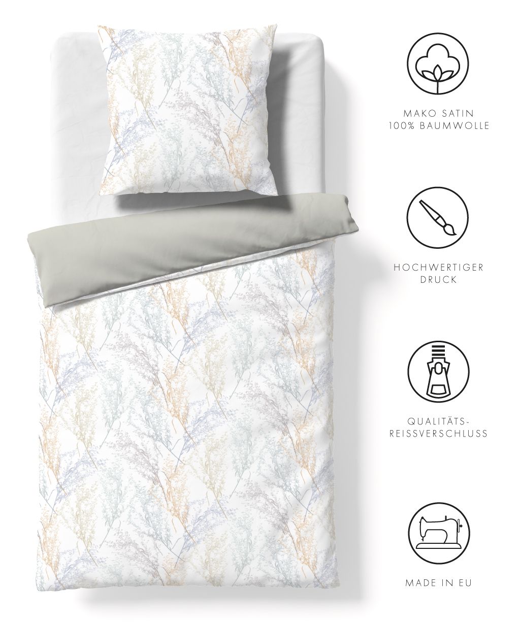 Mako Satin Wende-Bettwäsche bed art s natur