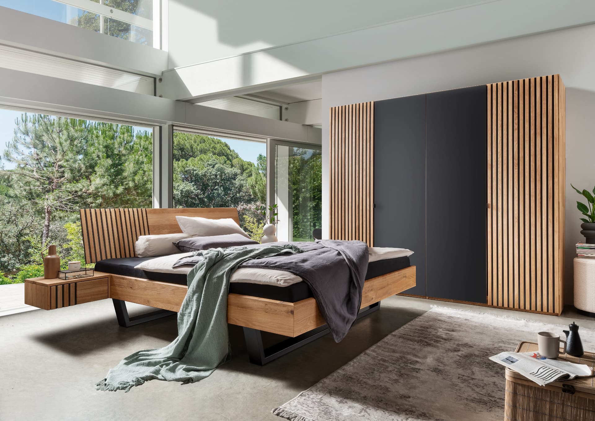Wildeichen-Bett MANHATTAN