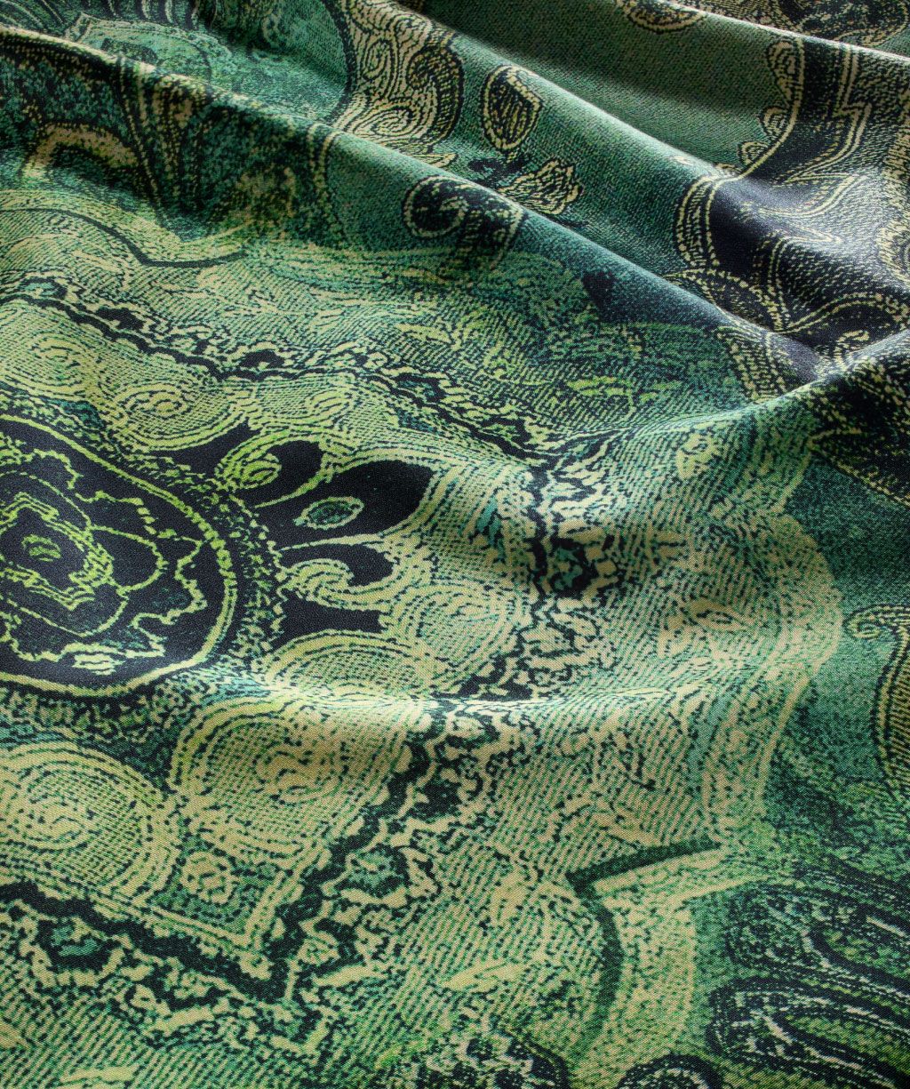 Mako Satin-Bettwäsche Bed Art S grün Paisley