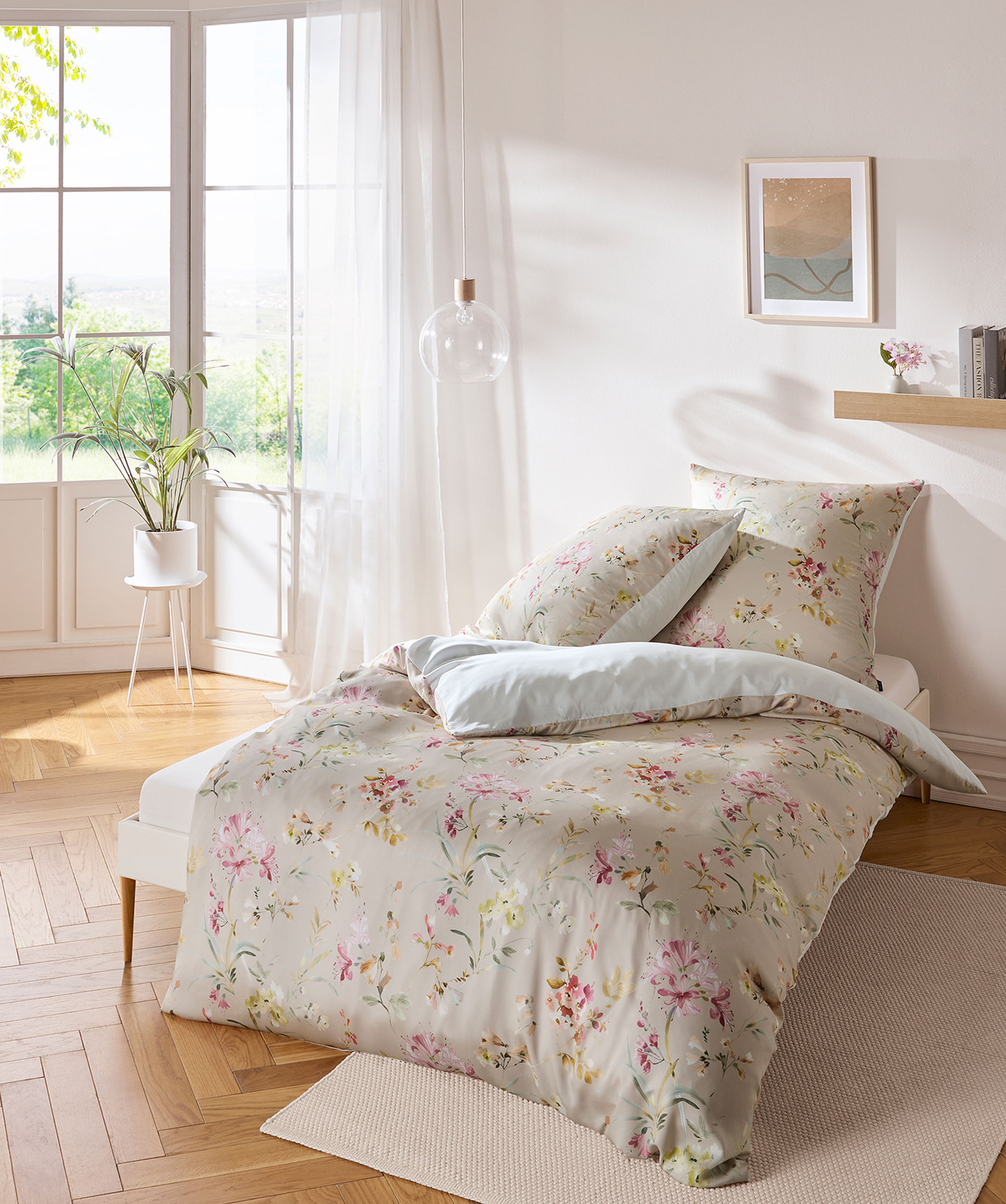 Premium Tencel Satin Bettwäsche mit Blumen