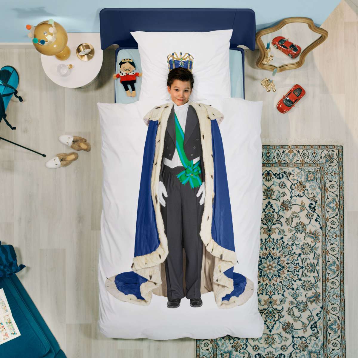 Kinder-Bettwasche-Konigbettwasche-SNURK-mit-Krone-auf-Kissenbezug Lang lebe der König