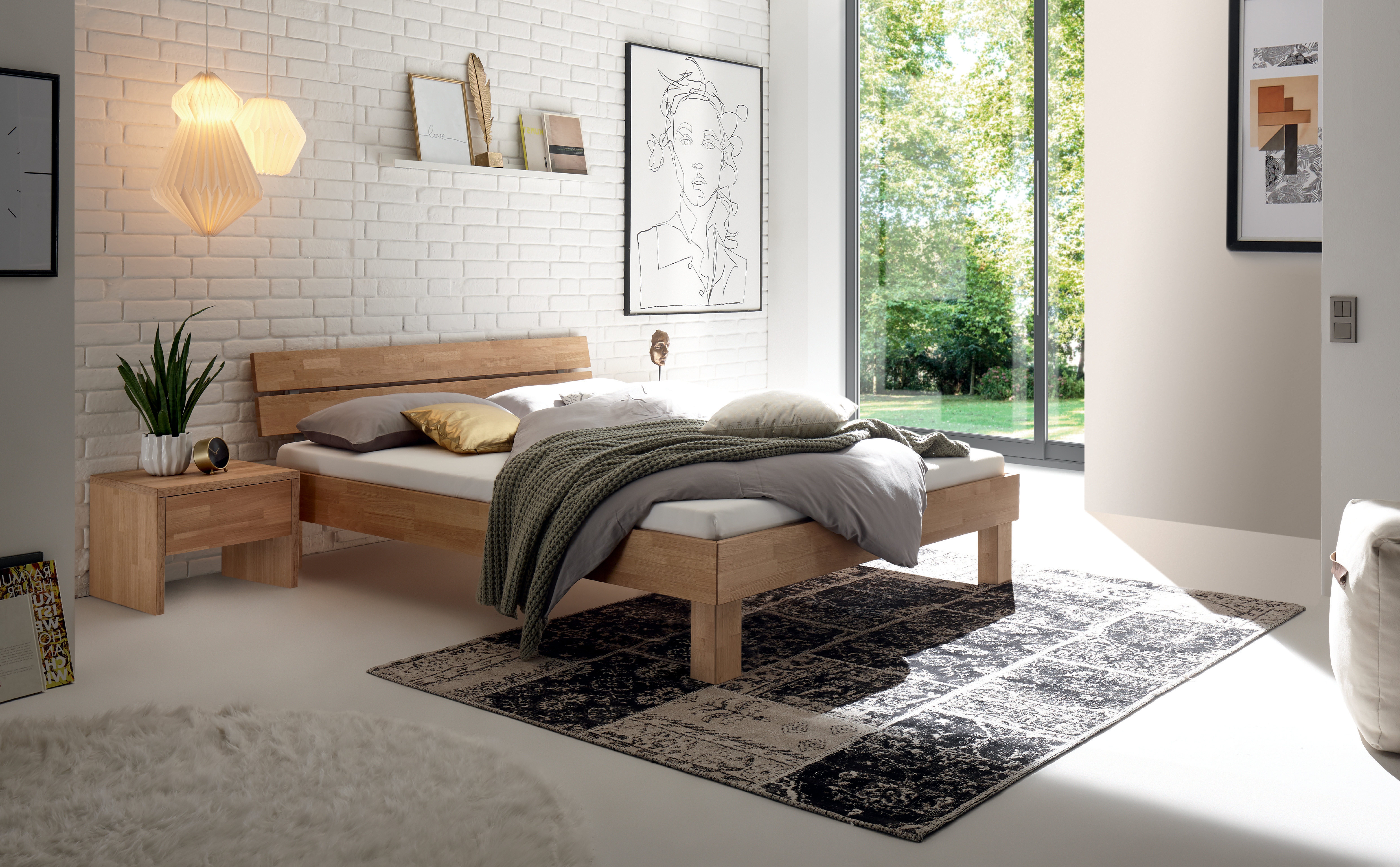 Holzbett Prato Eiche bianco Holzbett Prato Eiche bianco