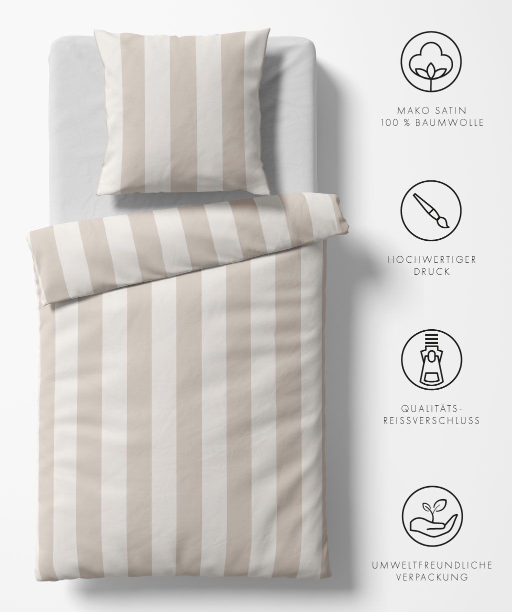 Satin-Bettwäsche Modern Life beige