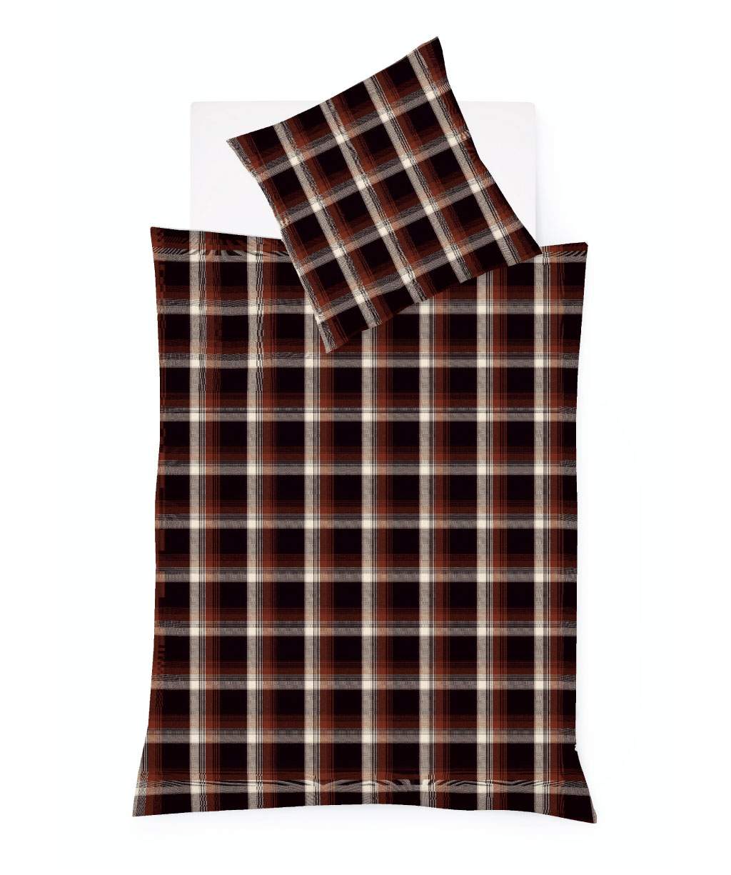Karobettwaesche-Lech-4308-07-braun-kariert-von-fleuresse Flanellbettwäsche LECH 4308.7 braun