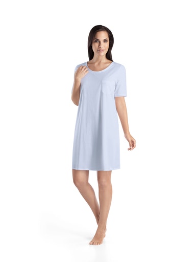 HANRO_Basic_Nachtwasche_Cotton_Deluxe_Hellblau_070511_077953 COTTON-Deluxe Damen-Nachthemd Hellblau