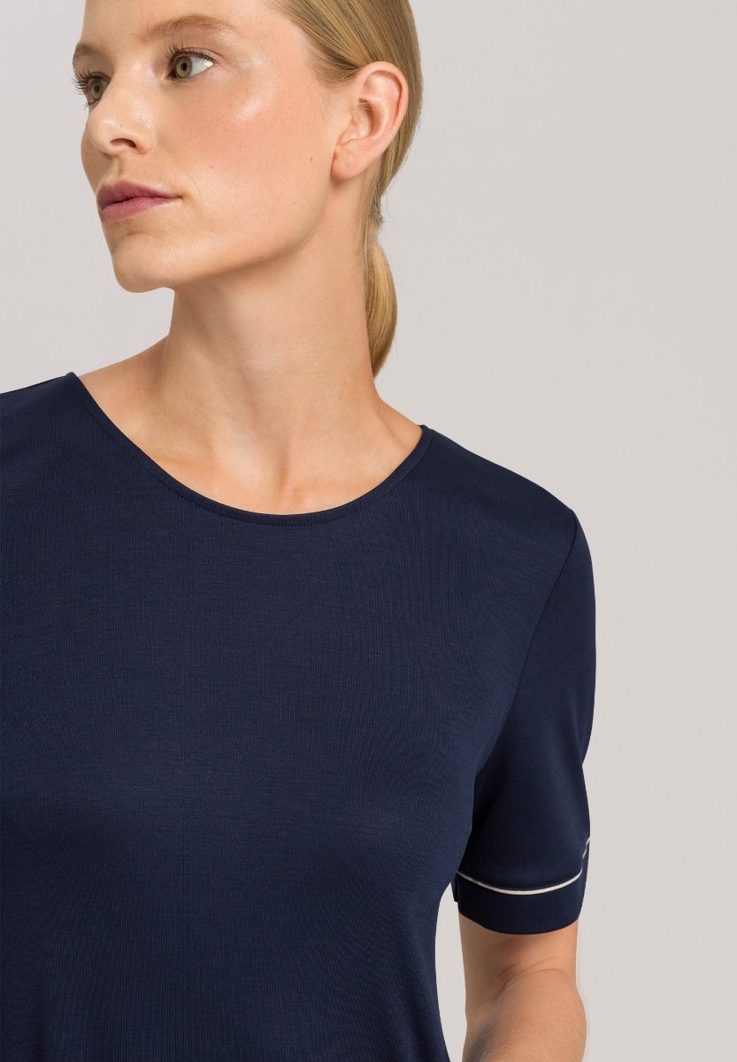 Tencel-Nachthemd Kurzarm 90cm in Deep Navy Tencel-Nachthemd Kurzarm 90cm in Deep Navy