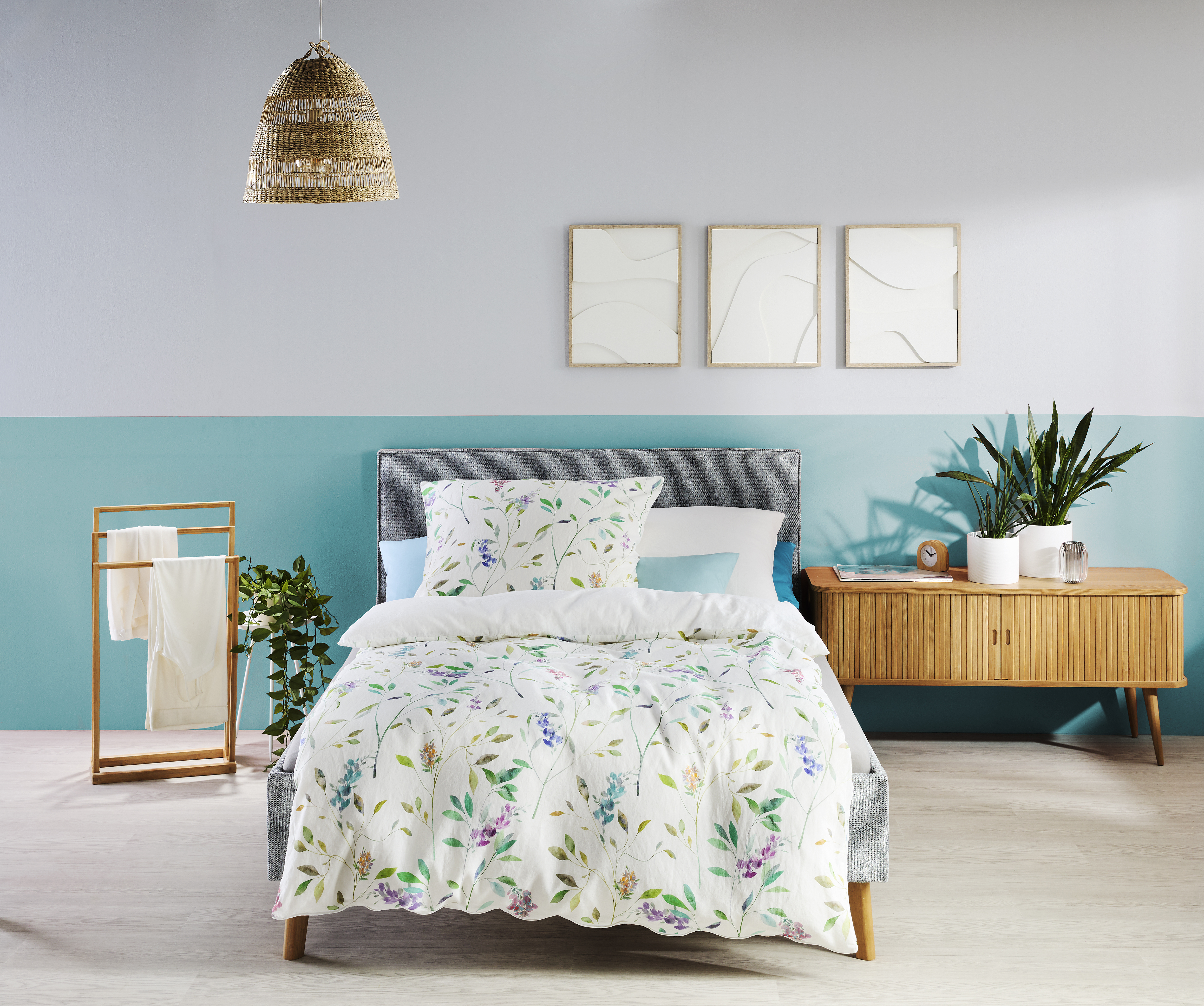 Provence Cassis Halbleinen Bettwäsche – Blüten und Blätter