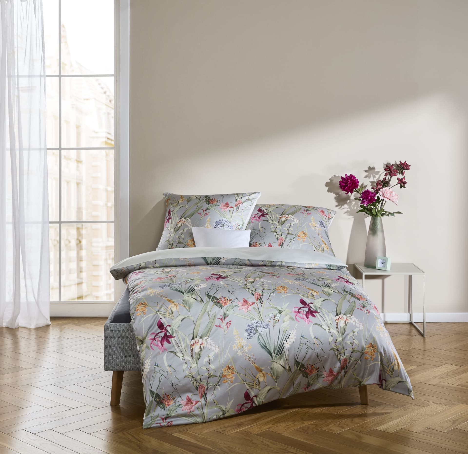 Wende-Bettwäsche m. elegance s Blüten