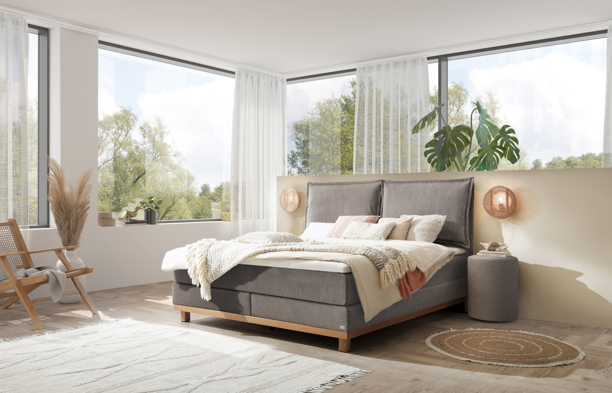 Boxspringbett Zamora Pace-Grey 140×200 Elegance