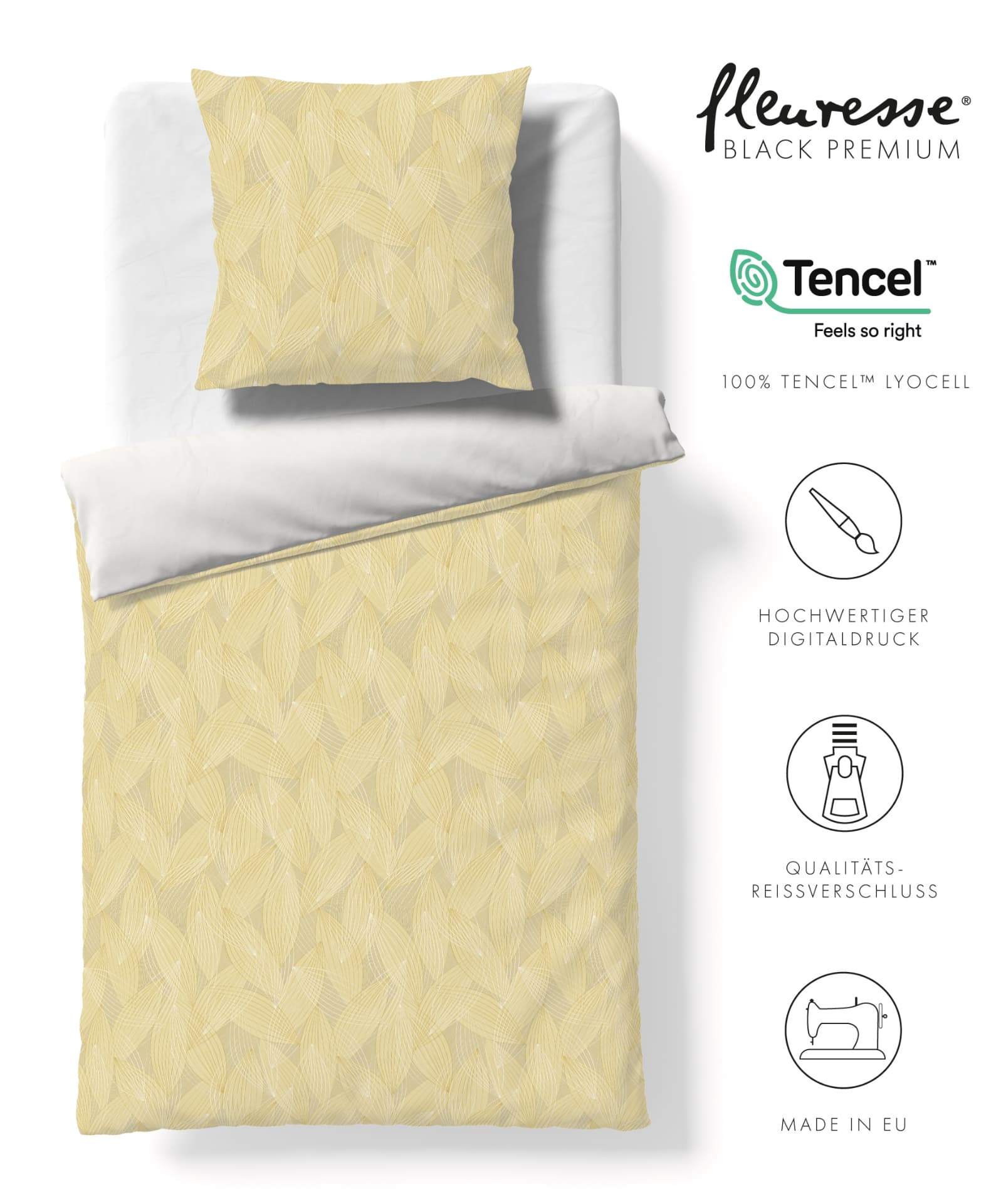 Premium Tencel Satin Bettwäsche gelb