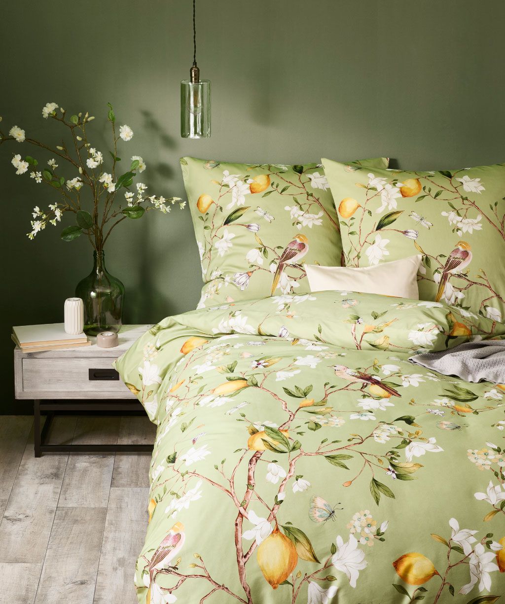 Satin-Bettwäsche Bed Art S grün